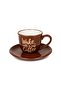 Wake Up Ceramic Coffee Cup Set, 6 Pieces - بني داكن - صغير - 2