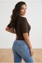 Crew Neck Hair Knit Short Sleeve Women's Knitwear Cardigan Textured Premium Quality - 2