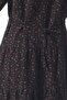 Long Sleeve Rose Patterned Shawl Winter Waist-Tie Flannel Midi Dress Black Syh - 6