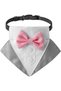 Dog Tuxedo Collar with Bowtie,Adjustable Formal Pet Bandana for Weddings and Parties,Grey,Small