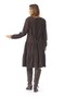 Long Sleeve Rose Patterned Shawl Winter Waist-Tie Flannel Midi Dress Coffee Khv - 2