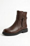 Brown Printed Genuine Leather Women's Boots Lightweight Short Heeled Zippered Real Natural Leather Women's Boots Model Winter and Spring Style Boots - 4