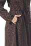 Long Sleeve Sibel Flannel Shawl Patterned Waist Gathered Winter Midi Length Dress with Pockets Brown Khv - 6