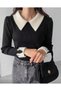 French Style Furry Polo Collar Knitted Women's Sweater