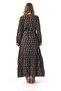 Vera Buttoned Violet Patterned Flannel Double Pocket Belted Long Sleeve Winter Long Dress Black Syh - 2