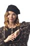 Long Sleeve Beren Floral Pattern Winter Midi Length Flannel Dress Violet Black Mnkssyh - 5