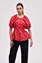 Women's Cropped Patterned Half-Sleeve Blouse