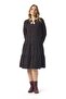 Long Sleeve Rose Patterned Shawl Winter Waist-Tie Flannel Midi Dress Black Syh - 3