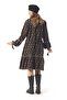 Long Sleeve Beren Floral Pattern Winter Midi Length Flannel Dress Violet Black Mnkssyh - 2