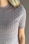 Crew Neck Hair Braided Glittery Soft Textured Blouse - 6