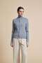 Plain Sweater with High Neck, Long Sleeves and Button Front - 3