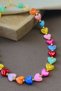 Handmade Multi-Colored Heart Beaded Gold Detailed Necklace - 3