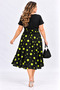 Plus Size V-Neck Polka Dot Belted Pocket Short Sleeve Women's Dress - 6