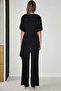 Argie Women's Asymmetrical Cut Top and Wide-Leg Pants Black Top and Bottom Set - 7