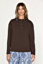 Niven Women's Snap Closure Long Sleeve Brown T-Shirt