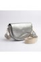 Metallic Gray Shoulder Bag and Clutch Bag with Gold Accents, 23x15 cm, Women's Crisscross Straps Bag CANEDR08 - 3