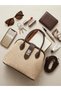 Straw-Textured Brown Clutch Bag with Brown Accents, Lock, and Crisscross Straps for Women CANEDR08 - 6