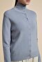 Plain Sweater with High Neck, Long Sleeves and Button Front - 5