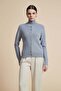 Plain Sweater with High Neck, Long Sleeves and Button Front
