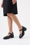 Women's Thick Heeled Strappy Casual Shoes Masser Black Patent Leather - 6