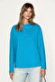 Niven Women's Snap Closure Long Sleeve Petrol Blue T-Shirt - 2