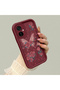 Tecno Camon 19 Neo Compatible Rose Butterfly Case, Burgundy Background Romantic Heart Line Motif - 2