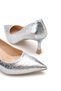 Vega Alba Women's Pointed Toe Heeled Shoes 00122237 Silver Crocodile - 4