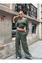 One-Shoulder, Low-Cut, Loose-Sleeved Two-Piece Set - 5