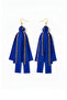 Gold Color Chain Earrings – Saks Blue Color Tassel Design