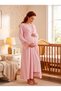 New Season Powder Lace Detailed Buttoned Design with Breastfeeding Feature Long Sleeve 100% Cotton Maternity Nightgown Set of 2 - 5