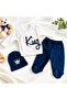 0-3 Months Baby Boy King Embroidered 3-Piece Newborn Hospital Discharge Bodysuit Set - 2