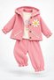 Baby Girl Set Daisy Detailed Hooded 3-Piece Jacket Bottom Top Set Girls' Set - 3