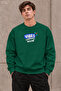 Men's Blue Vibes Written and Retro Cassette Printed Crew Neck Casual Regular Fit Sweatshirt