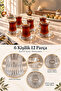 Hisar 12 Piece Tea Set Gold Gilded Fluted Glass Tea Cup Set - 2