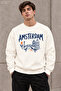 Men's Amsterdam Lettering and Bridge Print Crew Neck Casual Regular Fit Sweatshirt