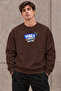 Men's Blue Vibes Written and Retro Cassette Printed Crew Neck Casual Regular Fit Sweatshirt