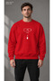 Men's Low Battery Icon and 1% Life Text Printed Crew Neck Casual Regular Fit Sweatshirt