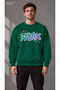 Men's Retro Planetary Ring and Relax Printed Crew Neck Casual Regular Fit Sweatshirt