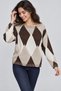 Women's Diamond Patterned Boat Neck Knit Sweater - 3