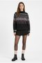 Women's Premium Knitwear Black Patterned Half Turtleneck Sweater