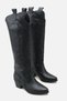 Women's Black Leather Embroidered Short Heel Cowboy Boots A030-K925