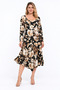 Women's Plus Size, Black, Asymmetrical Hemline, Long Sleeve Viscose Dress 65N39633 - 5