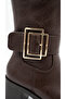 Women's Leather Look Large Buckle Detailed Zippered Thick Heeled Below the Knee Boots - 4