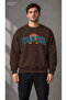 Men's Retro Sun Figured Wanted Printed Crew Neck Casual Regular Fit Sweatshirt