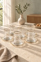 Hisar 12 Piece Tea Set Gold Gilded Fluted Glass Tea Cup Set