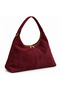 Burgundy Women's Genuine Suede Shopper Shoulder Bag - 3