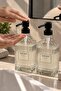 Striped Glass Soap Dispenser Set of 2 – Liquid Soap and Detergent Dispenser, with Black Pump - 4