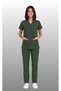 Women's Envelope Collar Turquoise Petrol Blue Saks Blue Bitter Green Terycotton Doctor & Nurse Scrubs Set