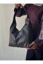 New Season Large Casual Black Leather Shoulder Bag