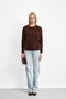 Brown Crew Neck Angora Soft Knit Sweater - 2